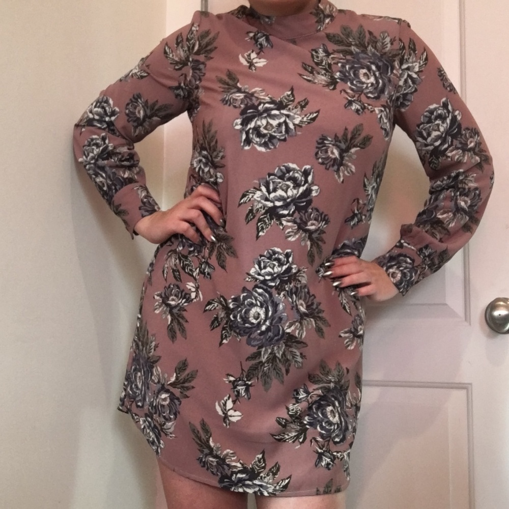 Taupe Floral Dress